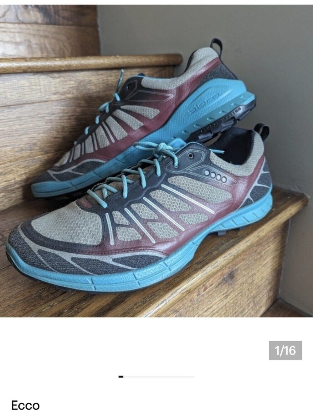 Ecco Men's Biom Trail Running Shoe men's Gray Teal & OfRed size 46